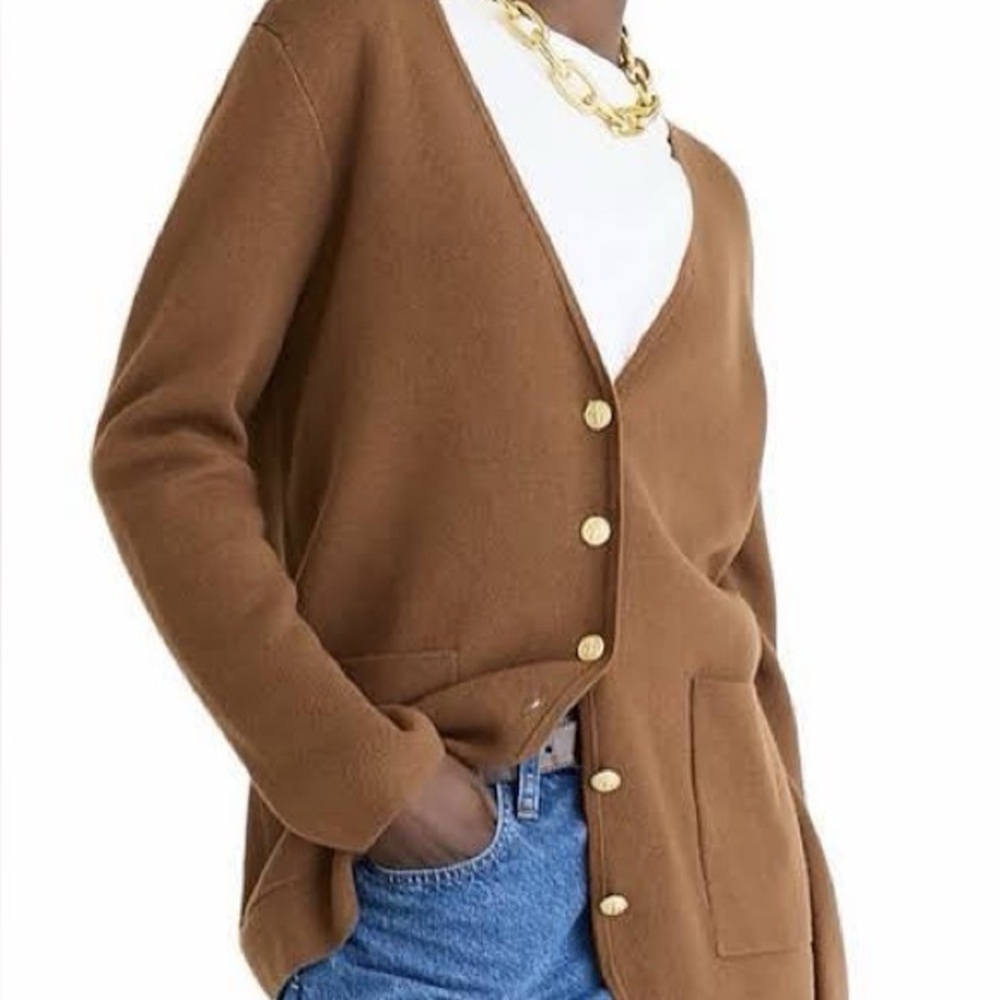 J. Crew || giselle v neck sweater blazer in heather walnut